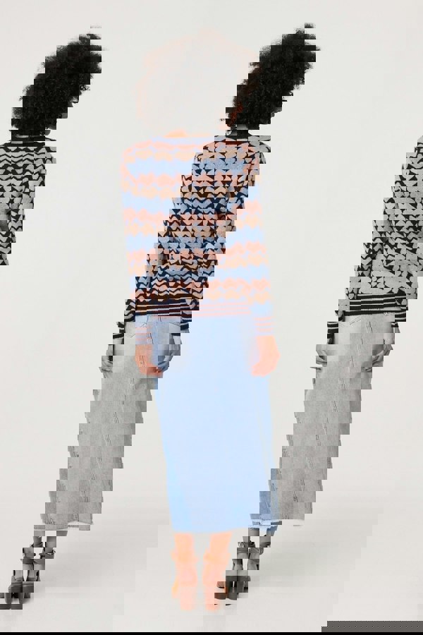 Navy | Heart Print Long Sleeve Jumper
