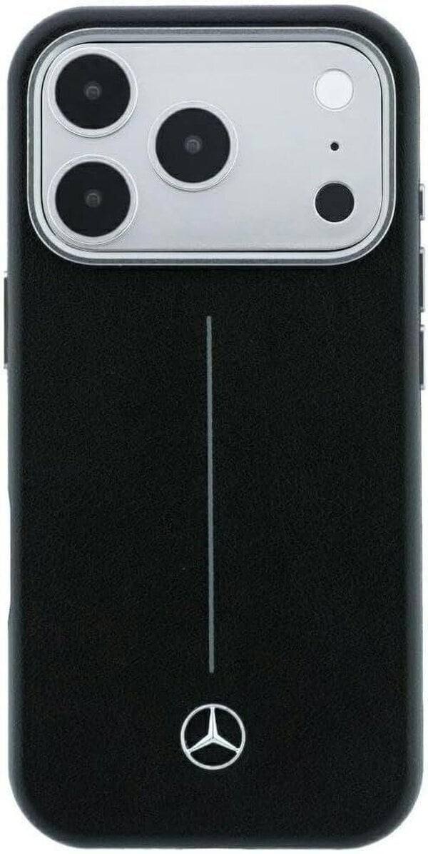 Mercedes Leather Semi Wrap Iconic Line Case with MagSafe for iPhone 17/18 Pro Max 6.9" Black - MEHMP18X25PFWSTK