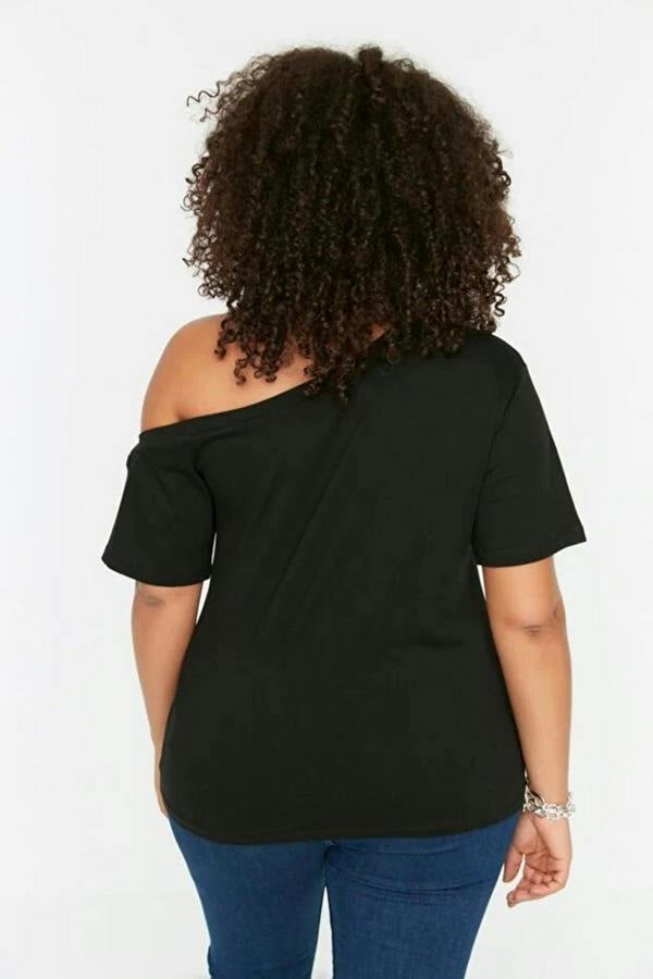 WOVCOR Off-Shoulder Detail 100% Cotton Knitted Blouse