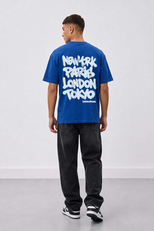 London Attitude Oversized Heavyweight City Graffiti Graphic T-Shirt