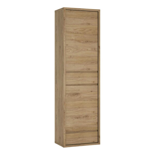 Wyld Haus Athens Natural Oak Wood Effect 2 Door 2 Drawer Tall Narrow Storage Cabinet