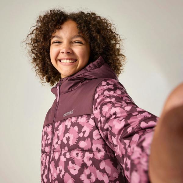 Regatta Childrens/Kids Lofthouse Leopard Print Padded Jacket - Fig/Violet - 