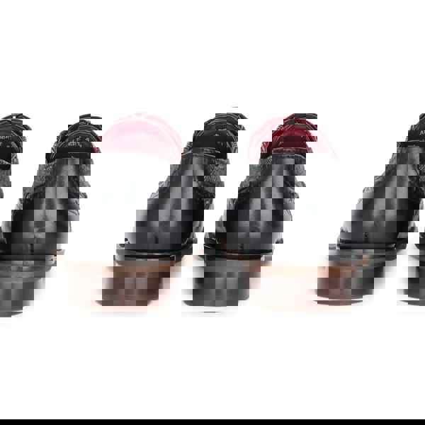 Justin Reess Albert - Men's Black Leather Tweed Detailing Brogue Shoes