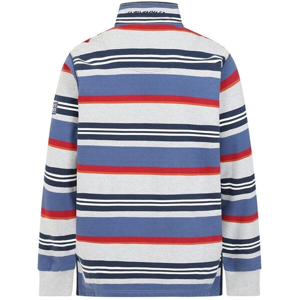 Lazy Jacks LJ40S - Men's Stripe Quarter Zip Sweatshirt - Grey Marle