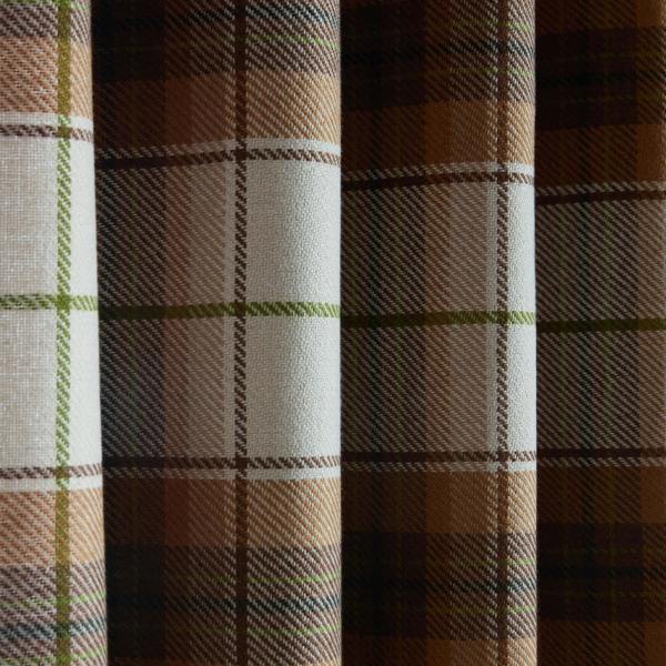Catherine Lansfield Brushed Woven Glencoe Check Thermal Eyelet Door Panel Terracotta