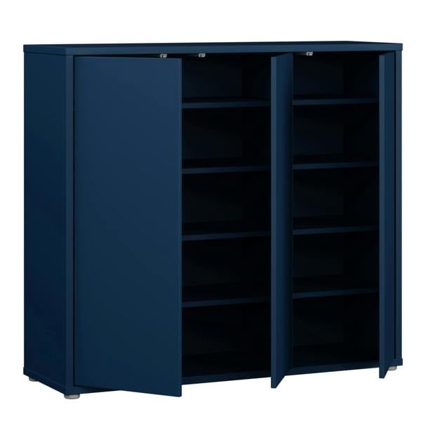 Furniture To Go Alice Springs Shoe Cabinet with 3 Doors Push-to-Open in Night Blue
