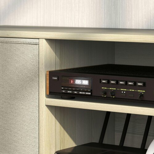 Wyld Haus Lepa Yoha 110cm Natural Wood TV Storage Cabinet With Fabric Fold Down Drawers For Screens Up To 50 Inches