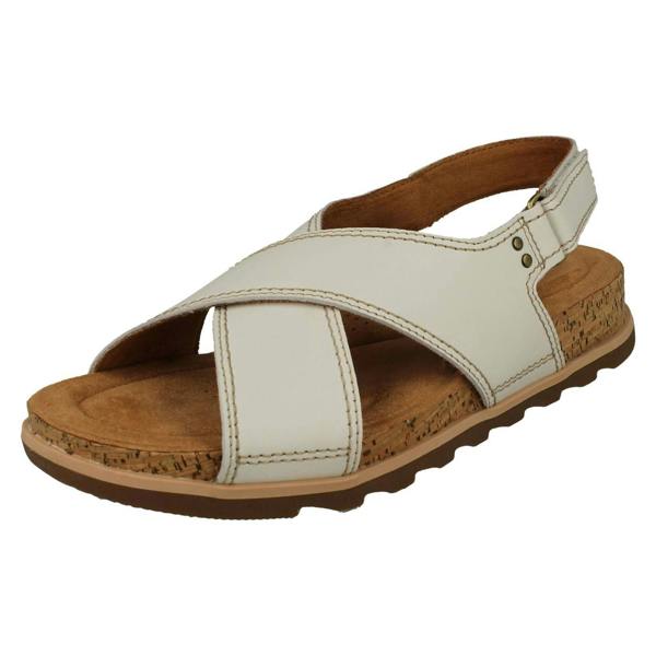 Clarks Ladies Clarks Cross Detailed Slingback Wedge Sandals Yacht Cross