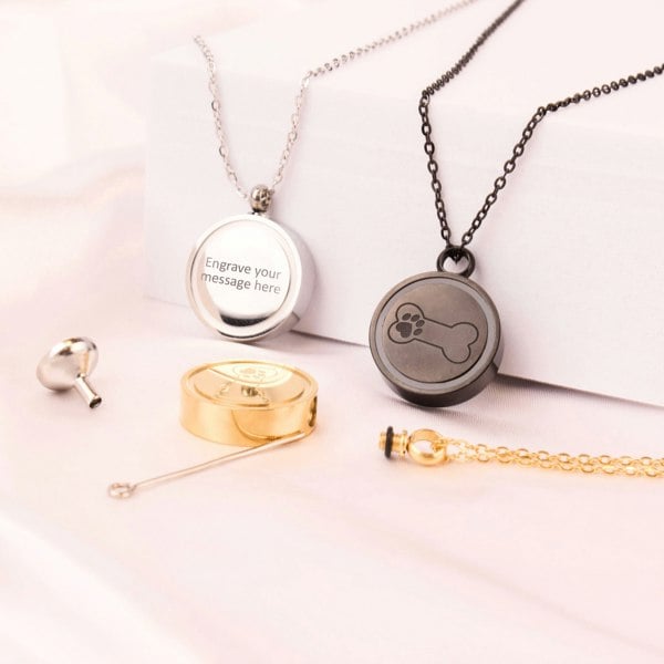 Round Pet Ashes Necklace - Personalised - MYLEE London