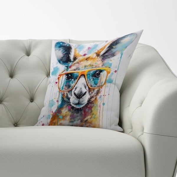 Warren Reed Splashart Kangaroo In Glasses Cushions