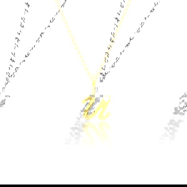 191P0792019 Alphabet Letter U Diamond pendant in 9ct Yellow Gold Front