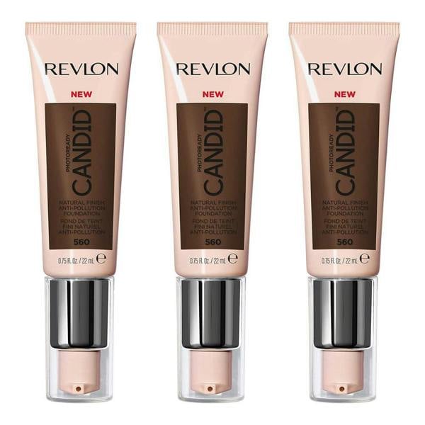 Revlon 3 x Revlon Photoready Candid Natural Finish Foundation 22ml - 560 Espresso