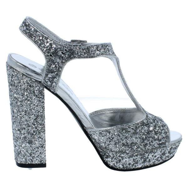 Spot On Ladies Spot On Glittery Platform Sandals