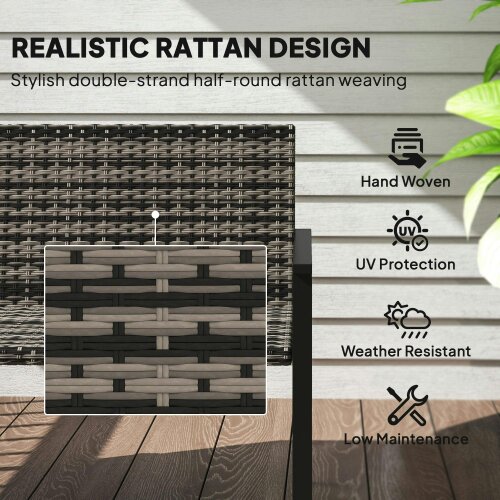Wyld Haus Batare Rattan Grey 2 Seater Garden Bench With Armrests