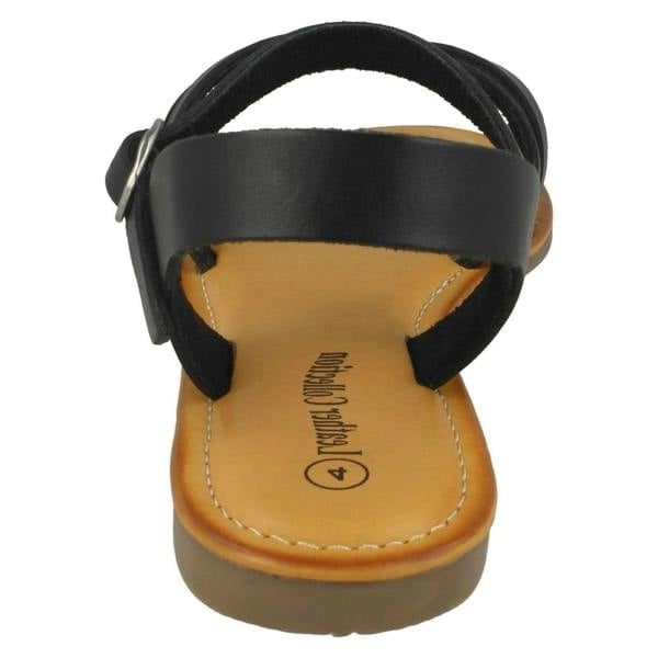 Leather Collection Ladies Leather Collection Flat Strappy Sandals F00196