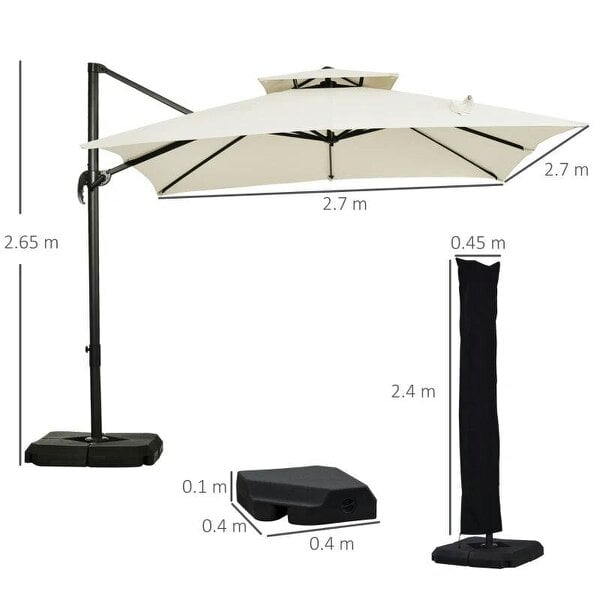 Bobobiy Steel Frame Outdoor Roma Cantilever Umbrella