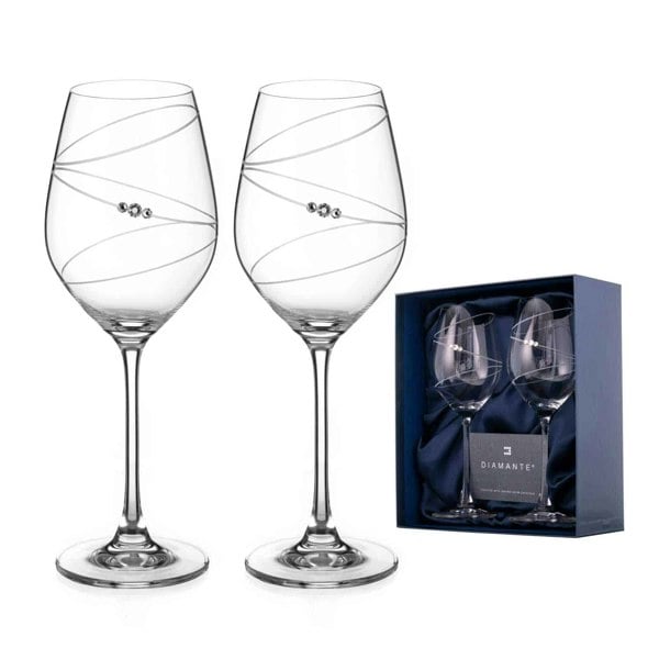 Diamante Ring Red Wine Glasses Adorned with Swarovski® Crystals - Set of 2