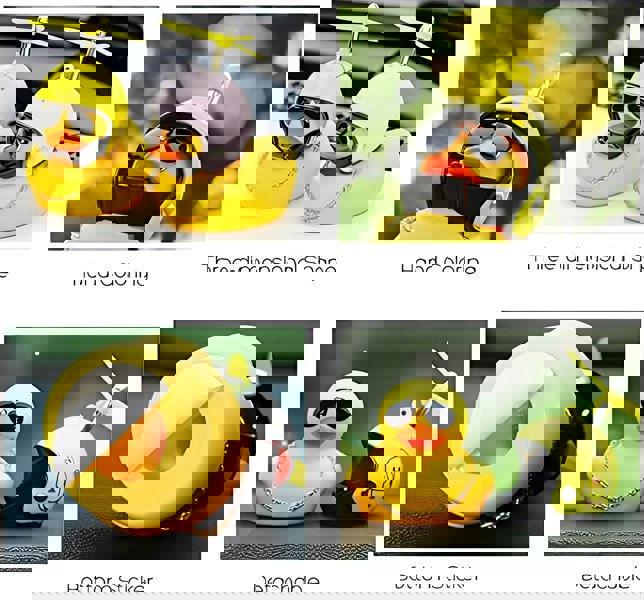 anycoplus Anypack Car Ornaments Black Duck with Bee Propeller Helmet Gold Chain