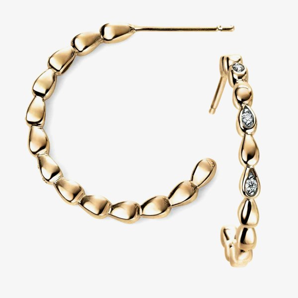 T. H. Baker 9ct Gold Diamond Beaded Hoop Earrings GE2033