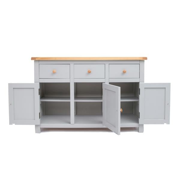 Cabinet Bits Argenta Light Grey 3 Drawer 3 Door Sideboard Wood Knob