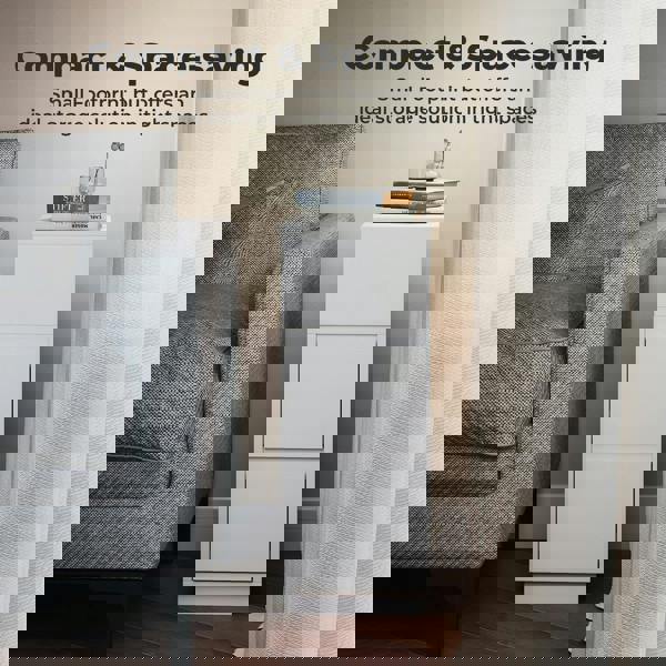 Levede Slim Bedside Table Storage Nightstand with 2 Drawers & Open Shelf White