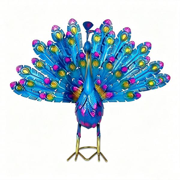 Leaper Metal Peacock Craft Statue for Outdoor Decor