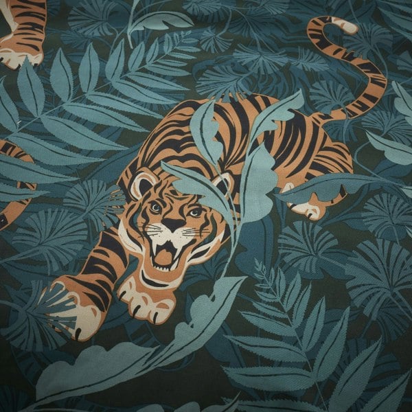 Catherine Lansfield Tropic Tiger Leaf Reversible Duvet Cover Set