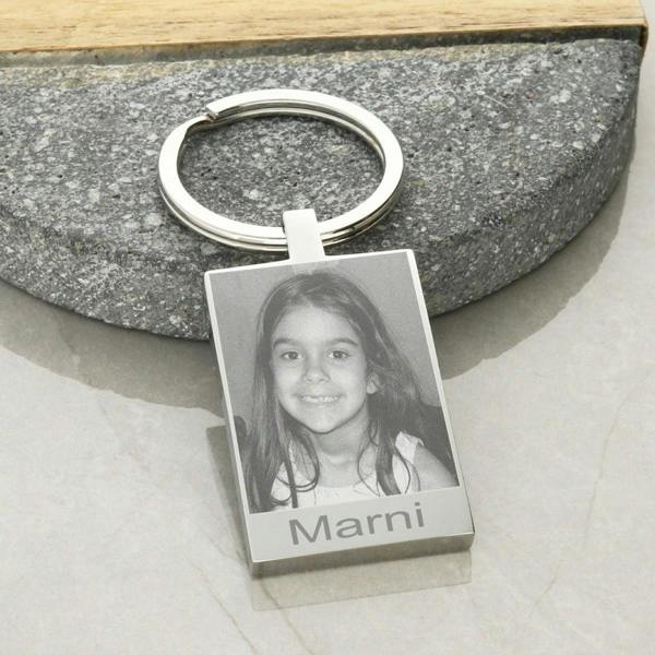 Christopher James of London Mirror Polished Keyring With Photo Engraving And Name
