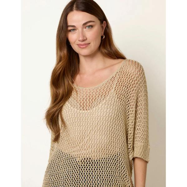 Blue Vanilla Metallic Crochet Top