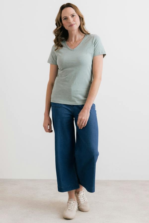 Lily & Me Victoria Organic Cotton V-Neck T-Shirt Silver Sage