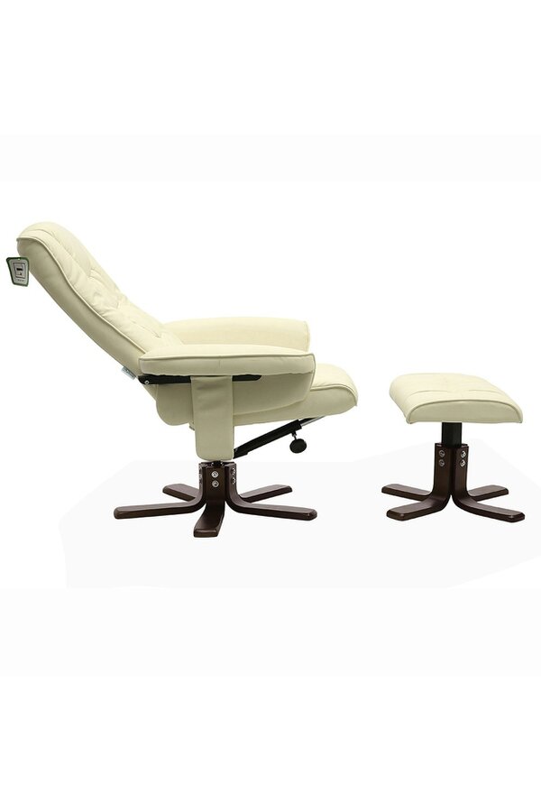 Living and Home PU Leather Swivel Chair Recliner Armchair With Footstool