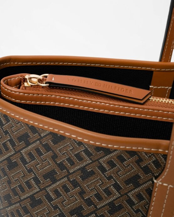 Tommy Hilfiger TH Monoplay Womens Mono Print Tote Bag - Black Mix