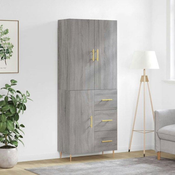Berkfield Highboard Grey Sonoma 69.5x34x180 cm Engineered Wood