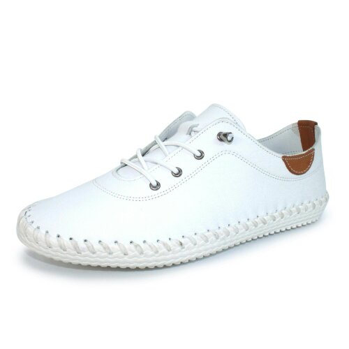Lunar Women's St Ives Leather Plimsolls - White - White - 100% Leather