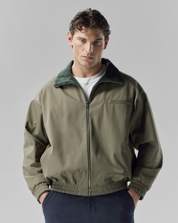 Frolickers Reversible Corduroy Bomber Jacket - Olive / Evergreen