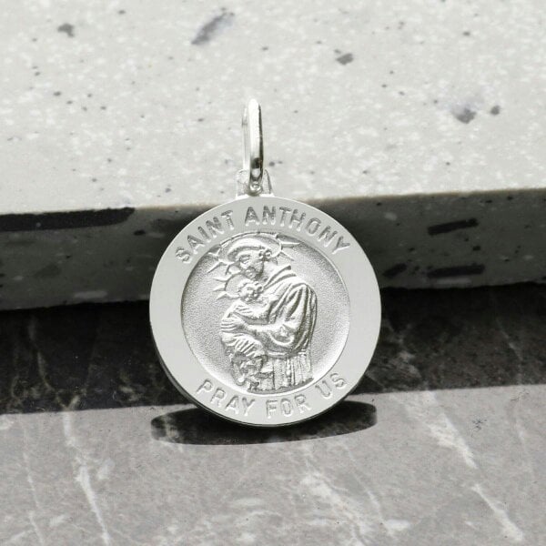 Christopher James of London Sterling Silver St Anthony Medal 3D With Optional Engraving and Chain