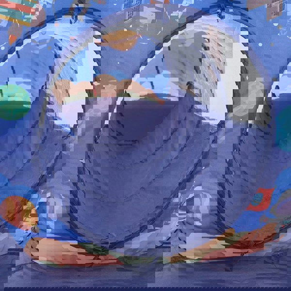 3 in 1 Aerospace Theme Play Tent with Play Tunnel and Ball Pit Play Tents Living and Home