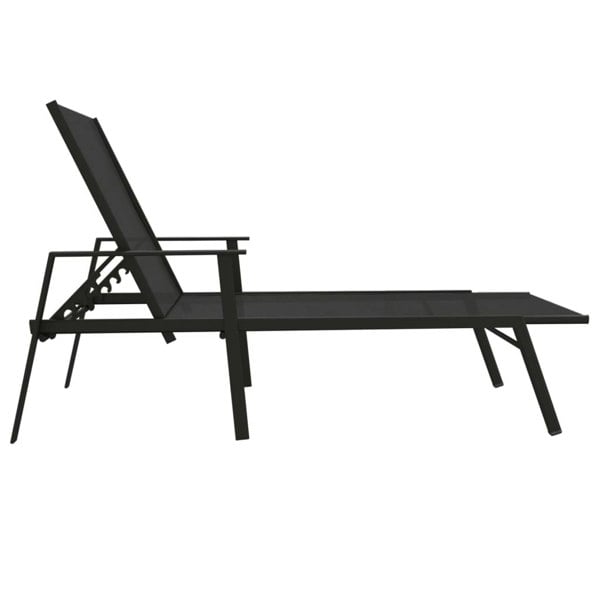 Berkfield Sun Lounger Steel and Textilene Fabric Black