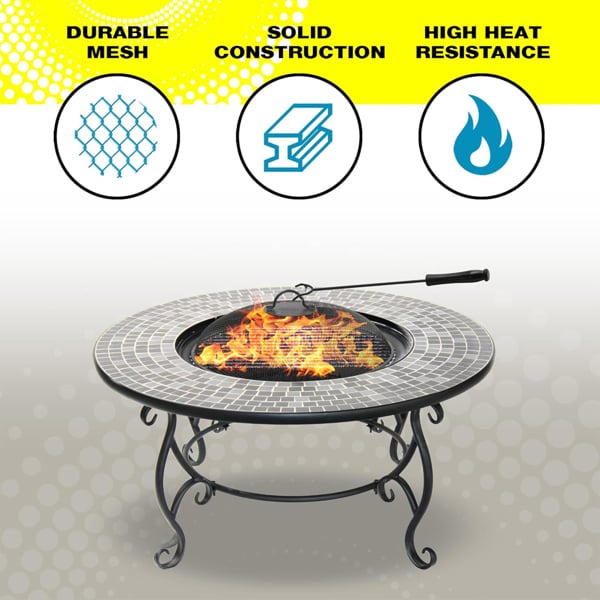 Centurion Supports Fireology GINESSA Sumptuous Garden and Patio Round Heater, Fire Pit, Brazier, Coffee Table, Barbecue and Ice Bucket