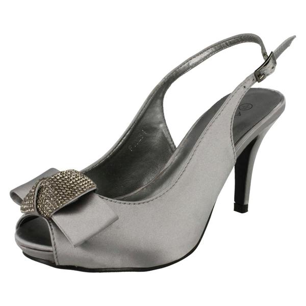 Anne Michelle Ladies Anne Michelle Peep Toe Diamante Bow Court Shoes F10254