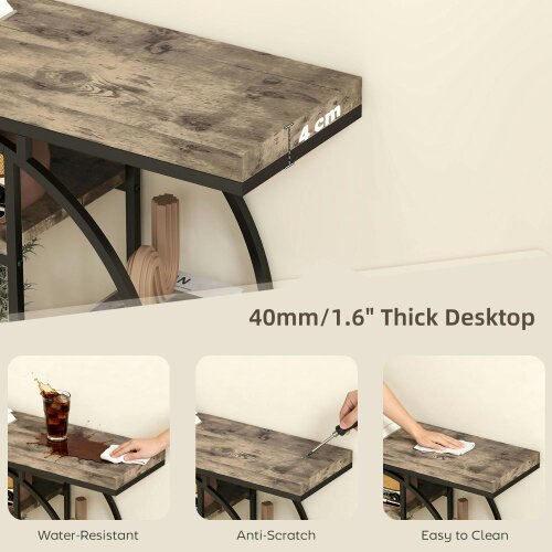 Wyld Haus Reyore Metal And Wooden Rustic Brown Industrial Console Table With OFauxn Shelving