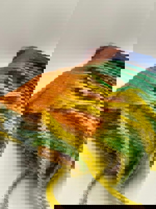 SVNX Soft Chunky Checked Scarf with Tassels in Blue Multi