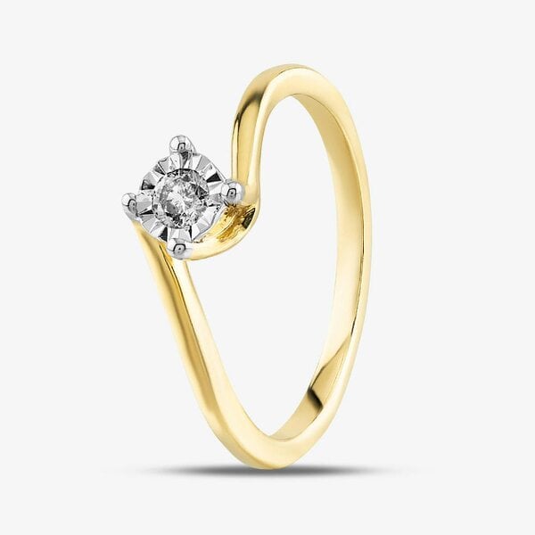 T. H. Baker 9ct Yellow Gold 0.10ct Diamond Solitaire Twist Ring TH010144R