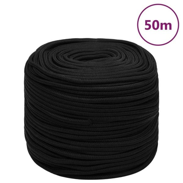 Berkfield Work Rope Black 6 mm 50 m Polyester