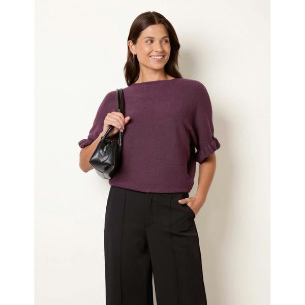 Blue Vanilla Knitted Frill Sleeve Batwing Jumper