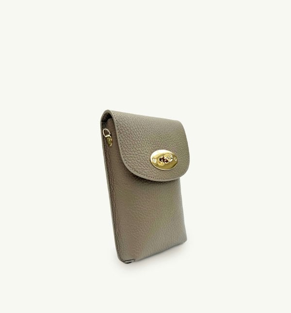 Apatchy London The Frankie Leather Phone Bag - Mushroom