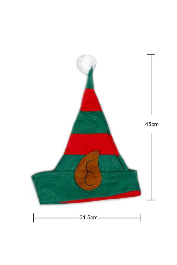 Shatchi One Size Christmas Elf Hat with Ears in Green, Soft Polyester Fancy Dress Accessory
