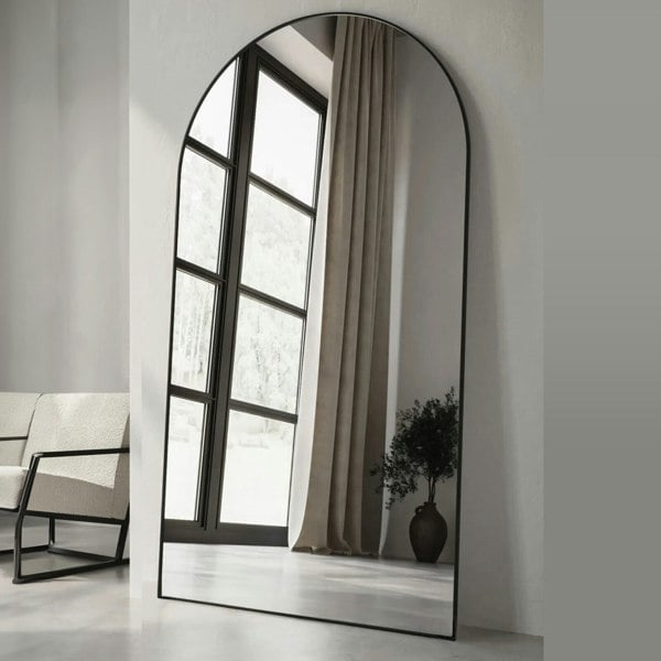 Exclusive Mirrors Modern Black Metal Archtop Full Length Mirror 200cm x 100cm