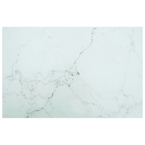 Berkfield Table Top White 100x62 cm 8mm Tempered Glass with Marble Design