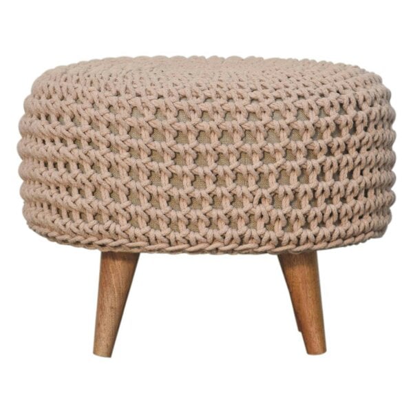 Wyld Haus Mantua Beige Hand Woven Oblong Footstool